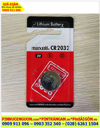 Maxell CR2032, Pin 3v Lithium Hitachi Maxell CR2032, Xuất xứ NHẬT (Vỉ ĐỎ 01viên)